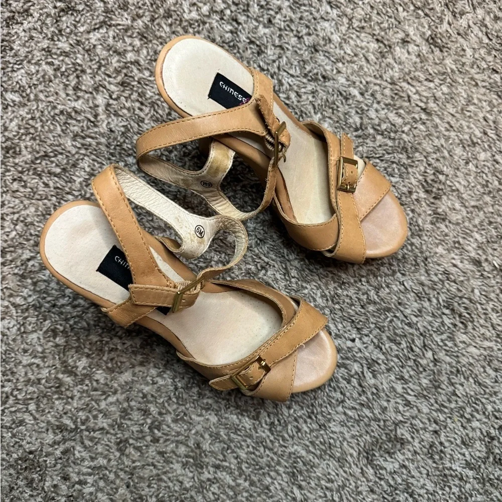 Chinese Laundry Tan Platform Heels Size 6